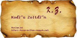 Koós Zoltán névjegykártya