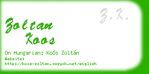 zoltan koos business card
